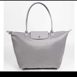 Longchamp Neo Large Tote Silver Grey 💯original